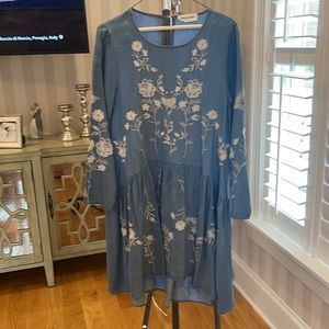 Chambray Jean Embroidered Dress